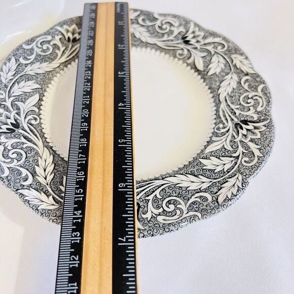 6 J.G. Meakin English Ironstone Sterling Renaissance Black 7" Dessert Plates - Picture 9 of 9